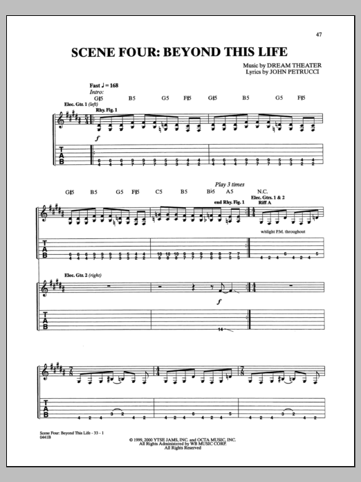 Download Dream Theater Beyond This Life Sheet Music
