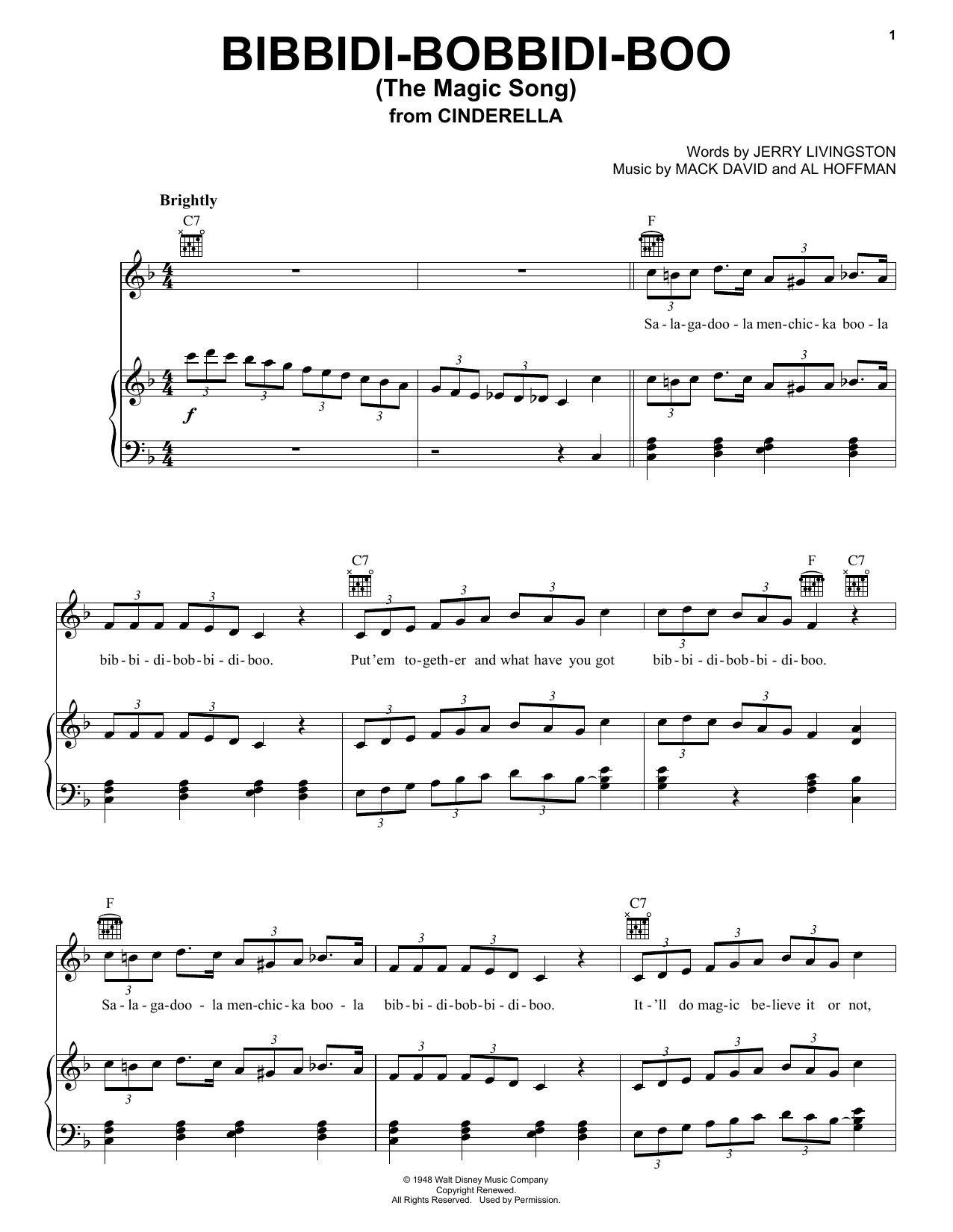 Download Louis Armstrong Bibbidi-Bobbidi-Boo (The Magic Song) Sheet Music
