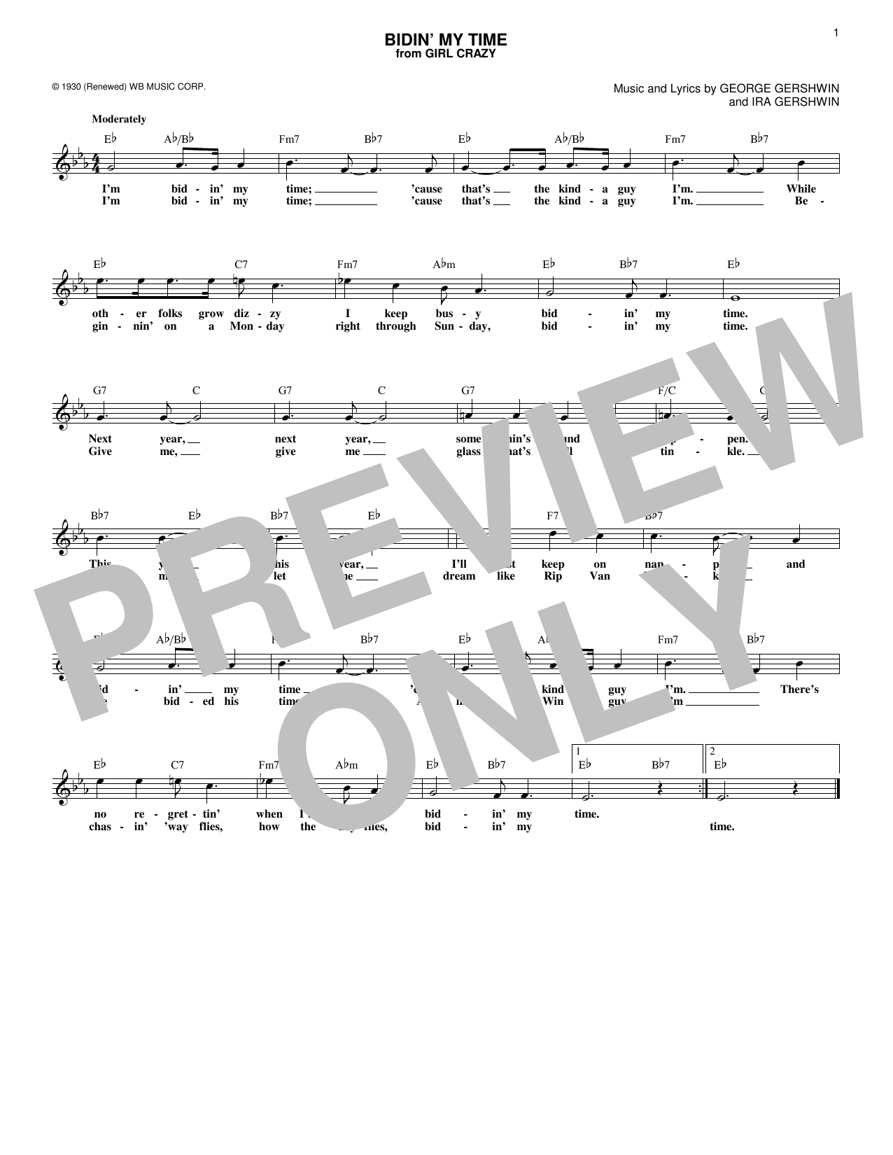 Download Ira Gershwin Bidin' My Time Sheet Music