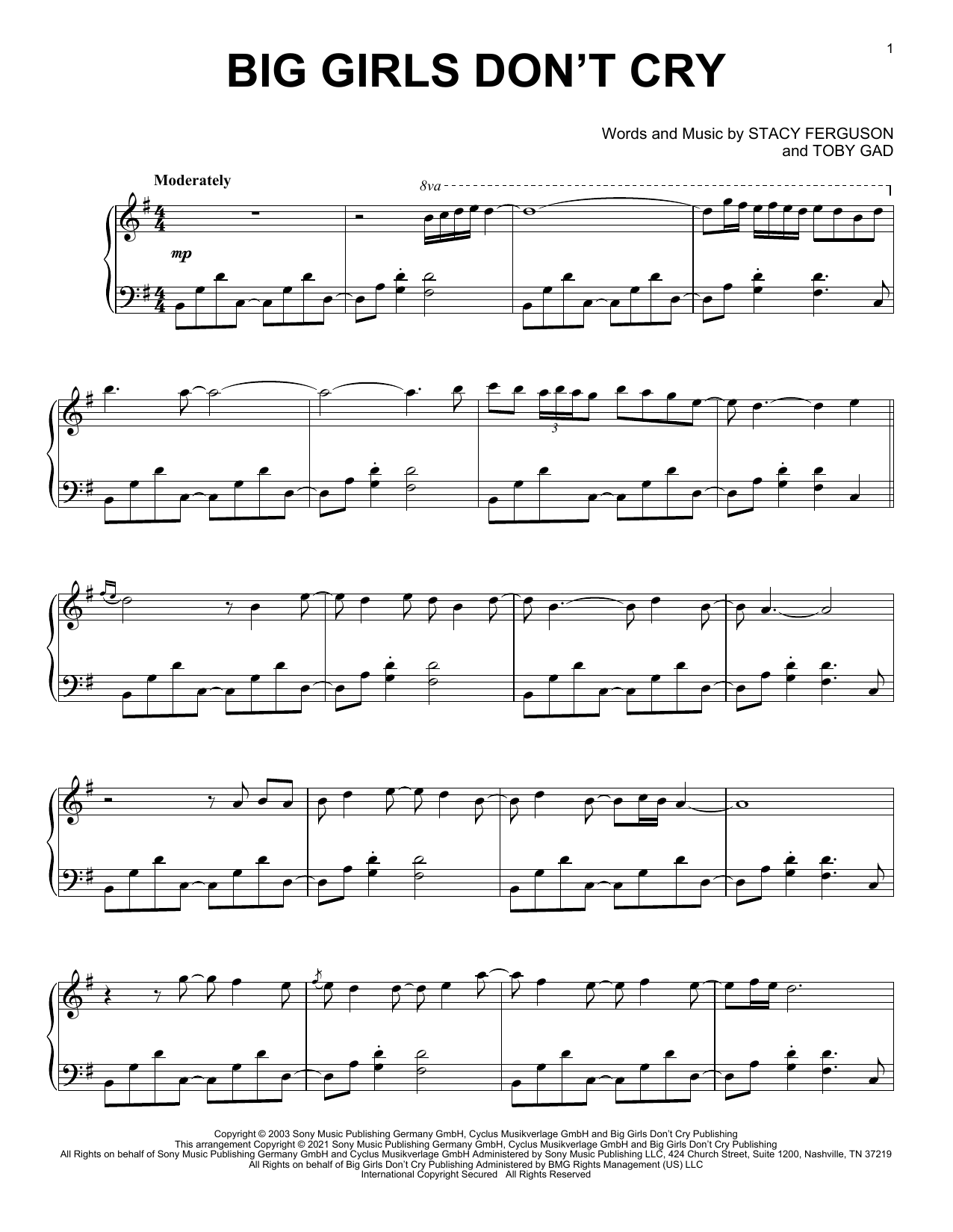 Download Fergie Big Girls Don't Cry [Classical version] Sheet Music