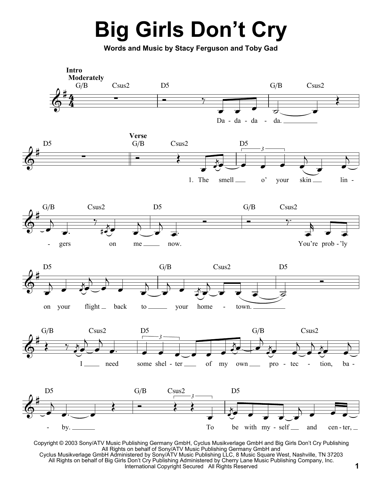 Download Fergie Big Girls Don't Cry Sheet Music
