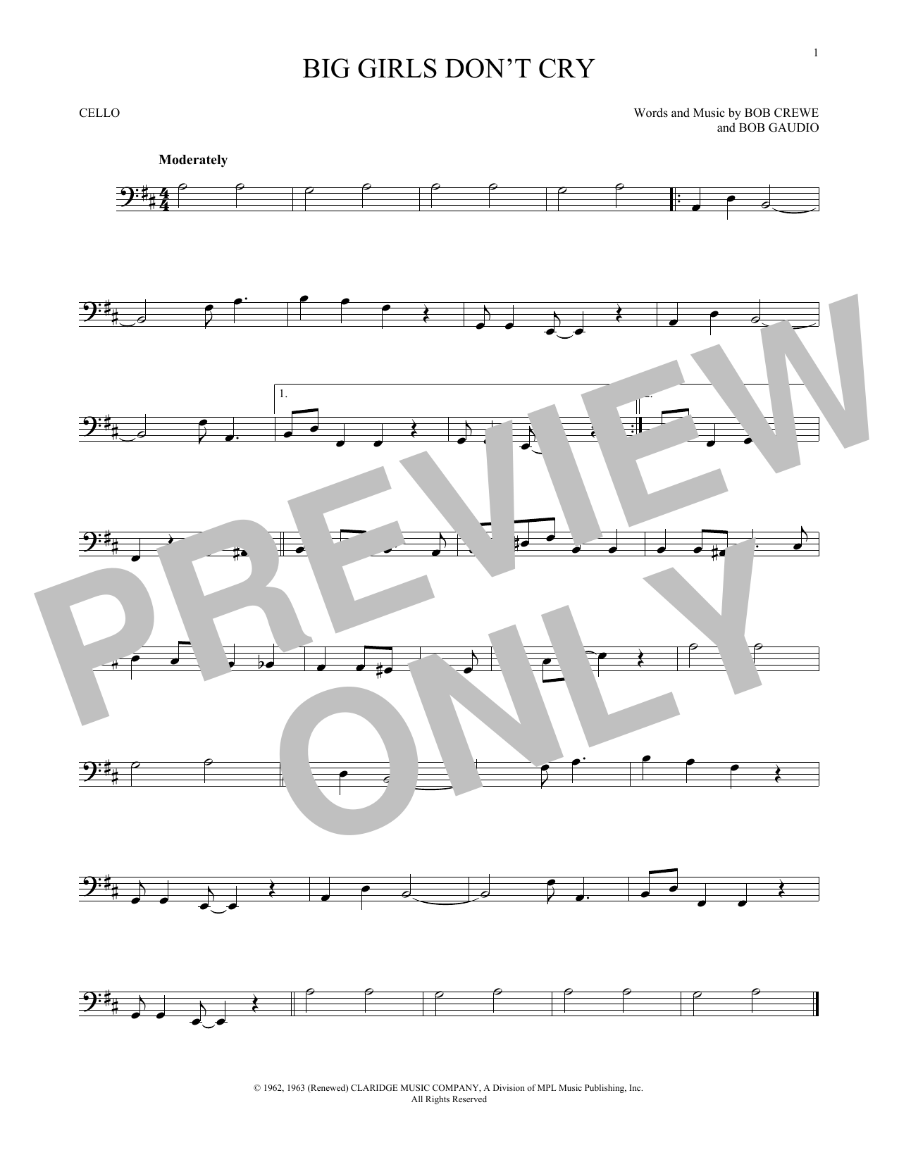 Download The Four Seasons Big Girls Don't Cry Sheet Music