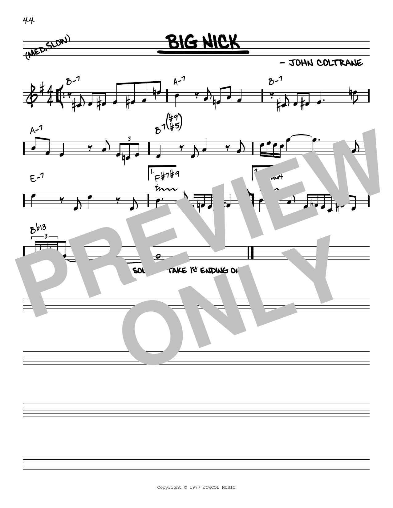 Download John Coltrane Big Nick [Reharmonized version] (arr. J Sheet Music