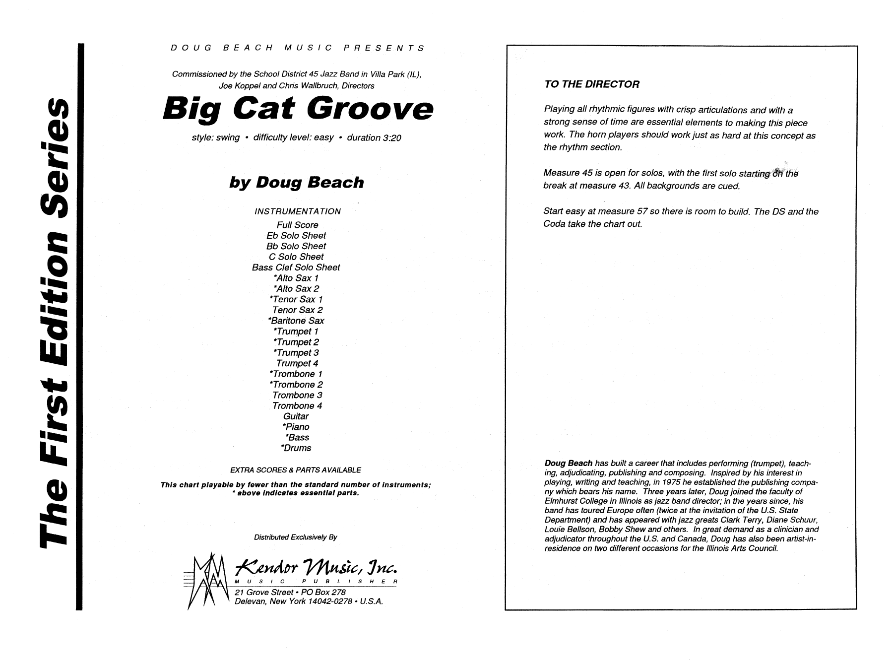 Download Doug Beach Big Cat Groove - Full Score Sheet Music