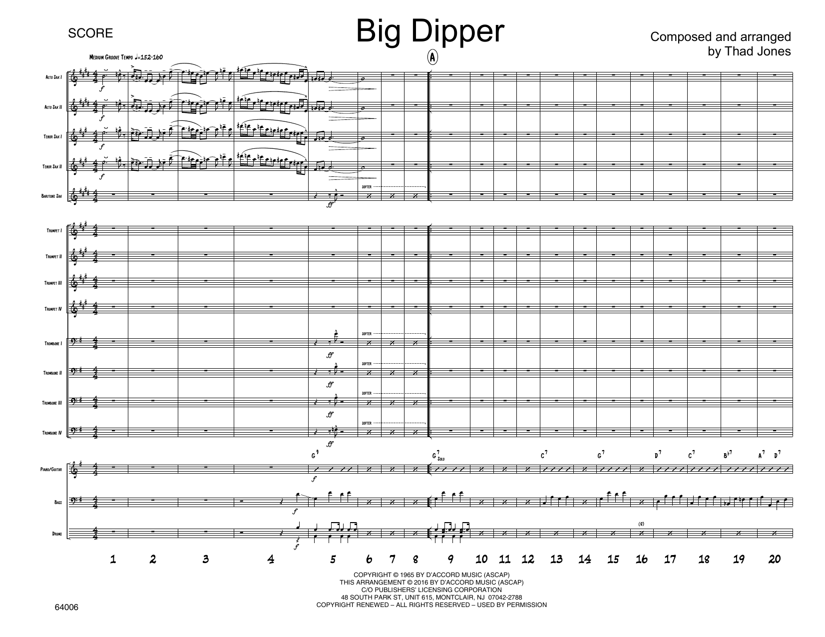 Download Thad Jones Big Dipper - Full Score Sheet Music