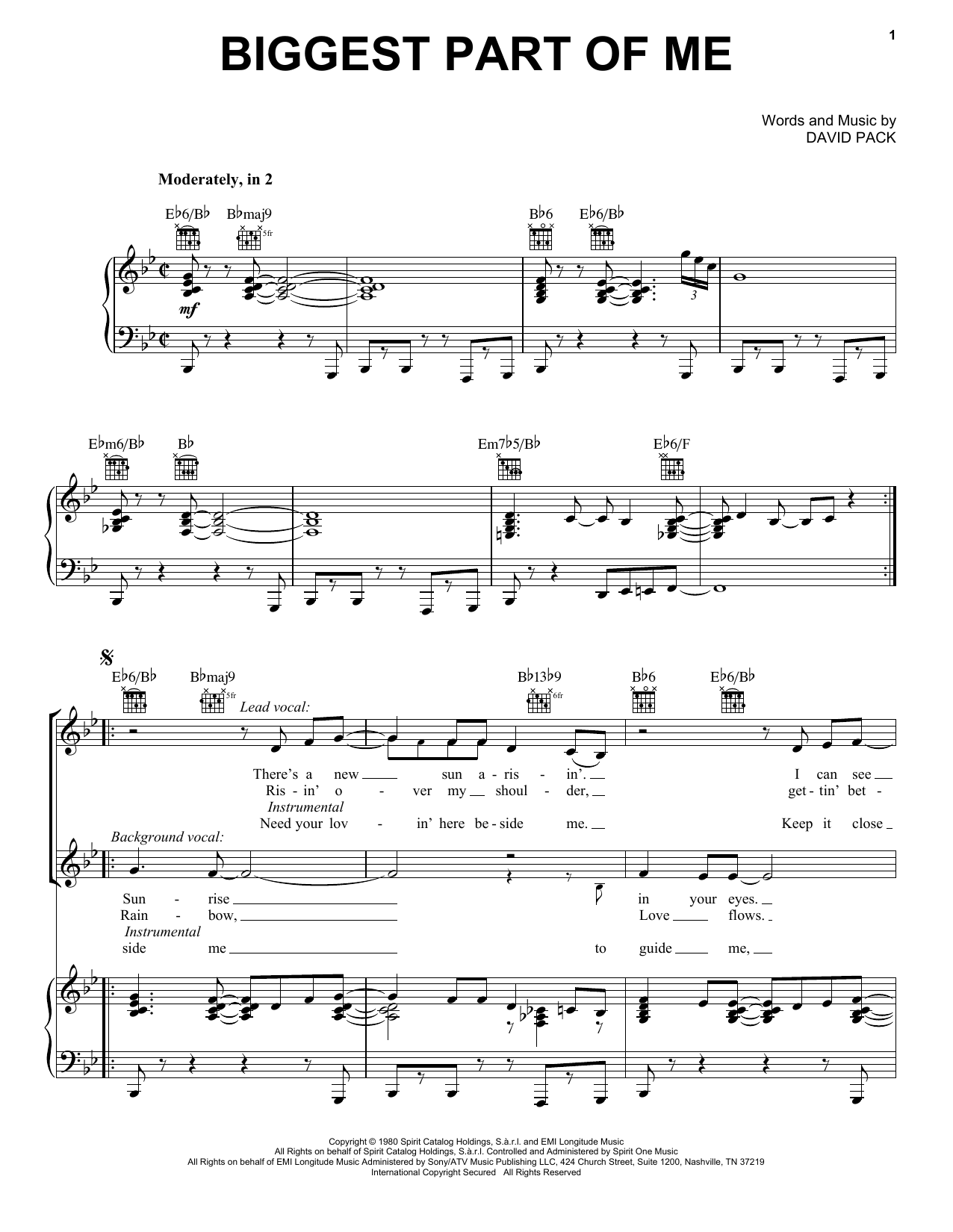 Download Ambrosia Biggest Part Of Me Sheet Music