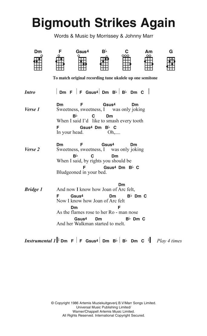 Download The Smiths Bigmouth Strikes Again Sheet Music