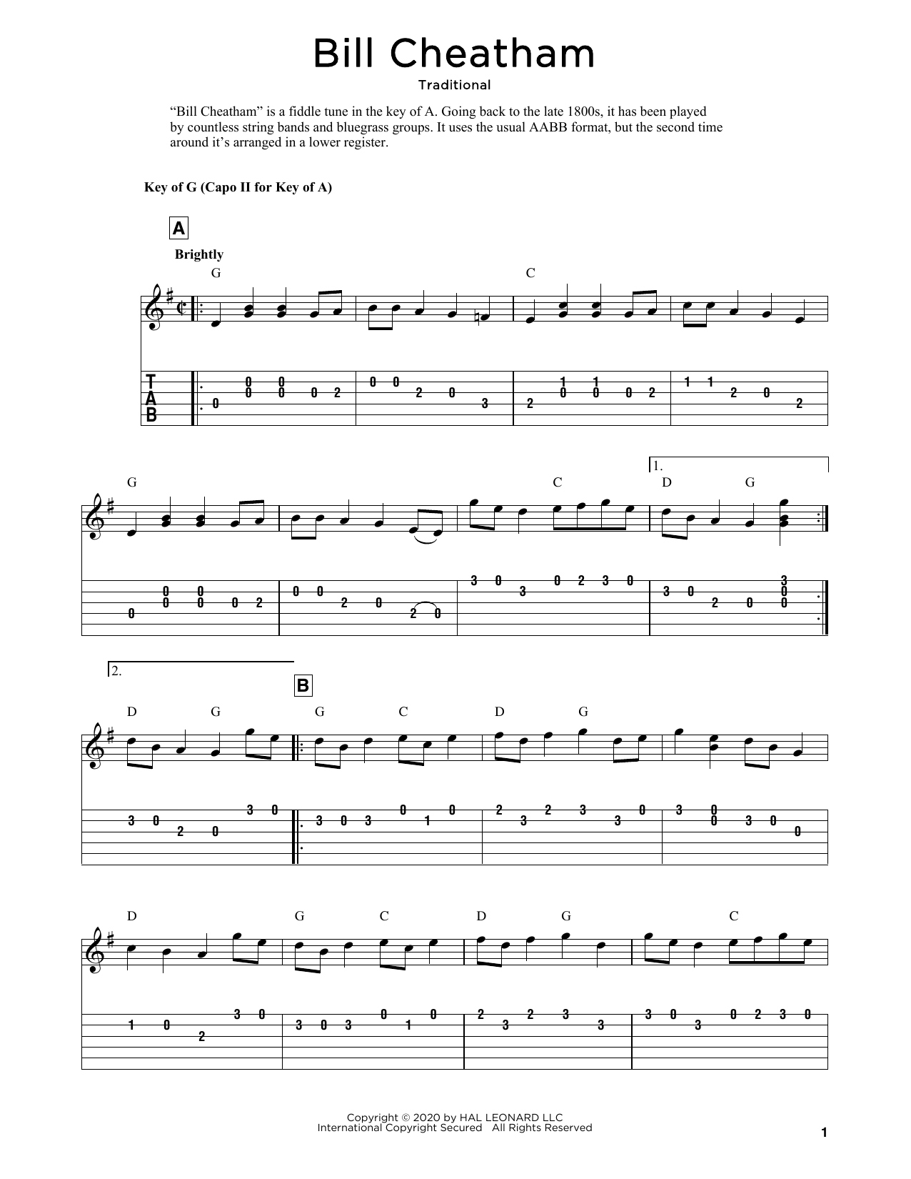 Download Traditional Bill Cheatham (arr. Fred Sokolow) Sheet Music