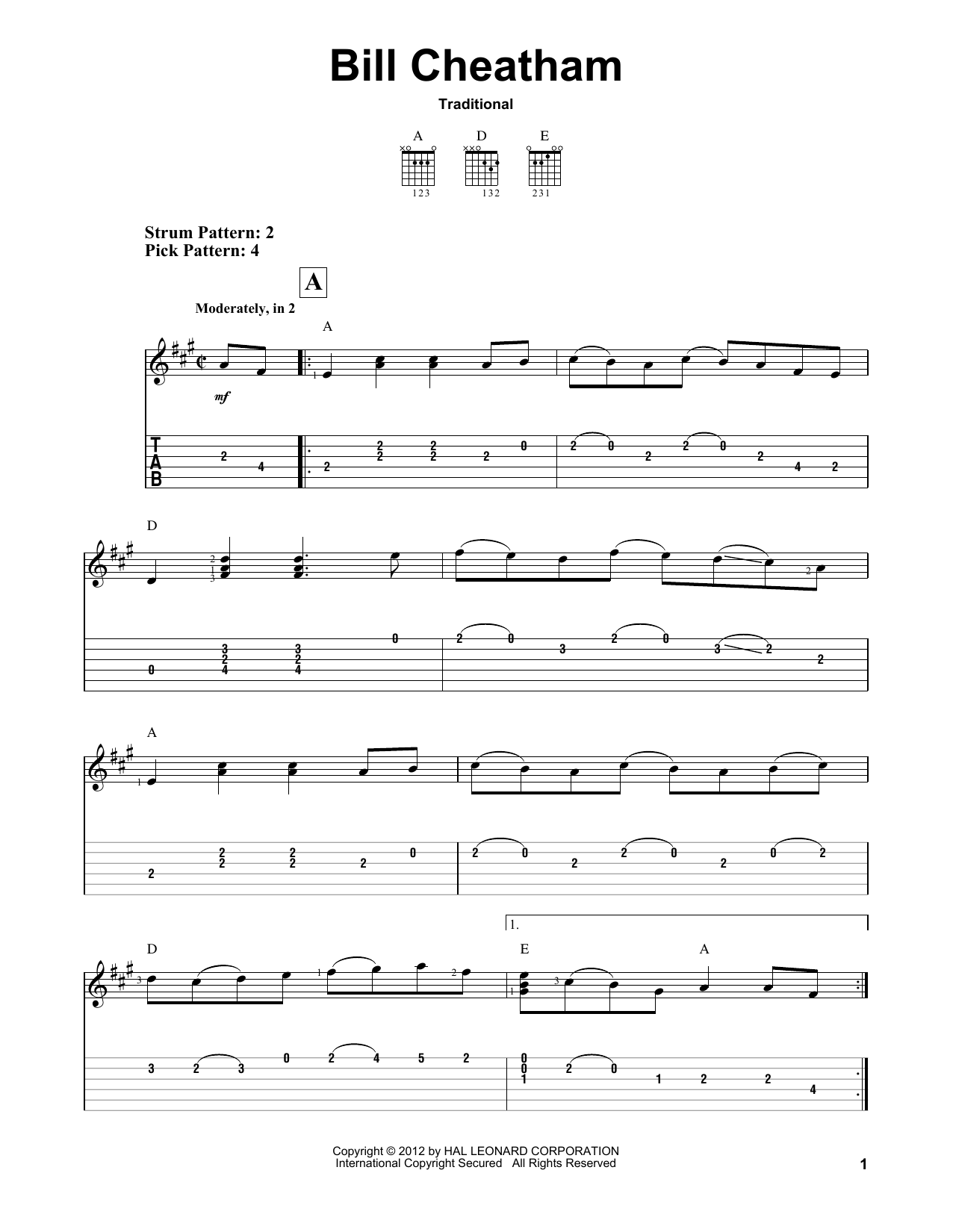 Download Traditional Bill Cheatham Sheet Music
