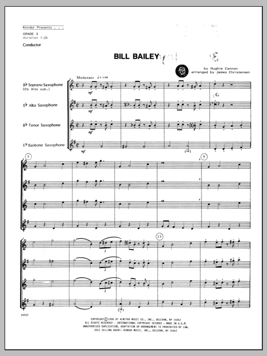 Download Christensen Bill Bailey - Full Score Sheet Music