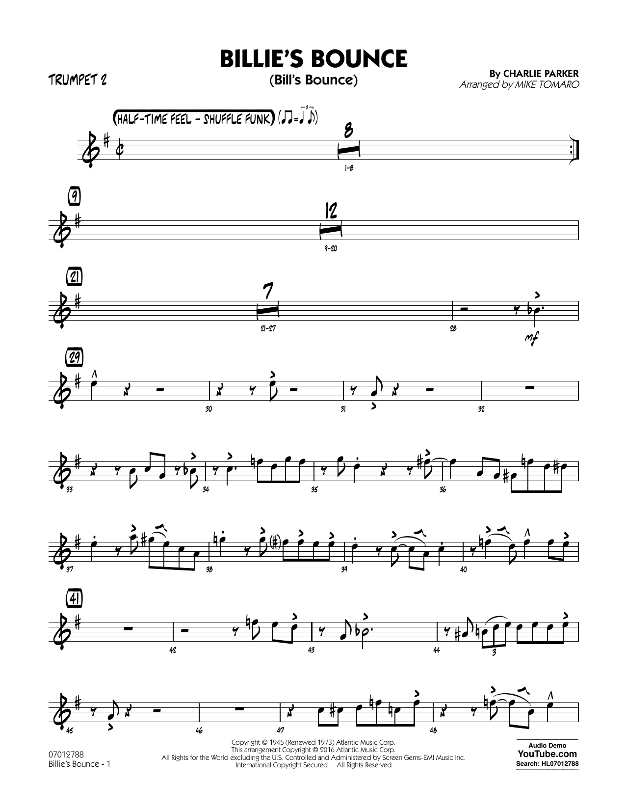 Download Mike Tomaro Billie's Bounce - Trumpet 2 Sheet Music