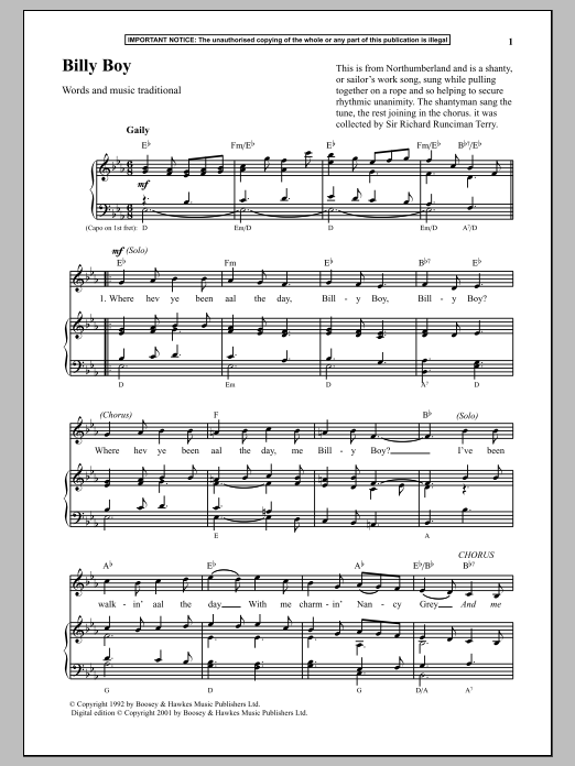 Download Anonymous Billy Boy Sheet Music