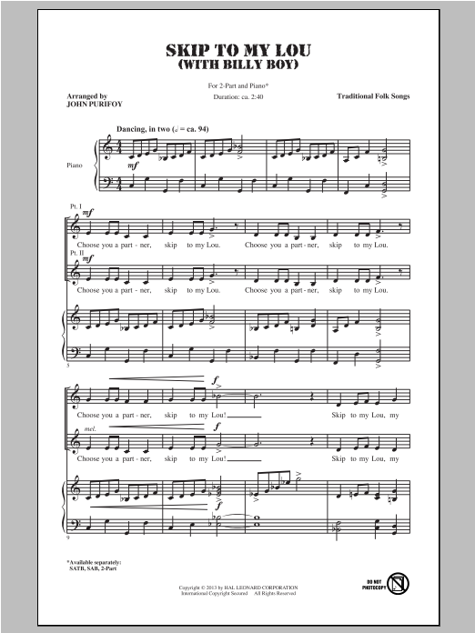 Download Traditional Folksong Billy Boy (arr. John Purifoy) Sheet Music