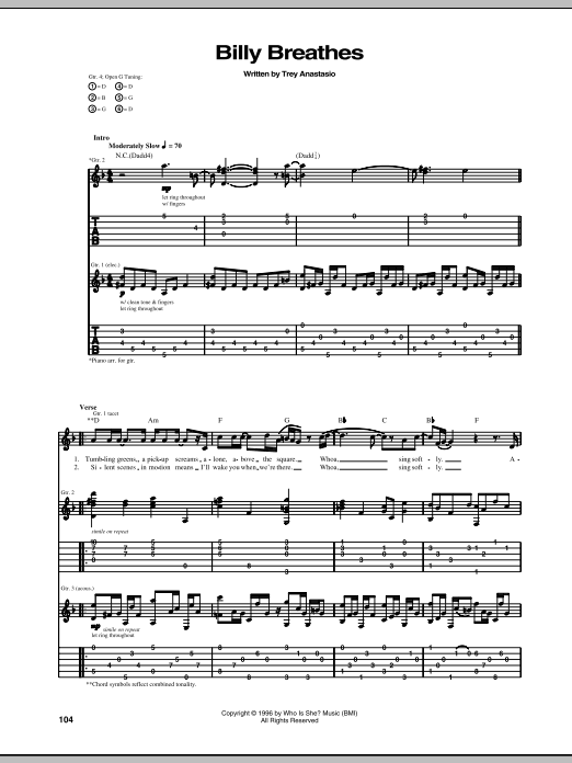 Download Phish Billy Breathes Sheet Music