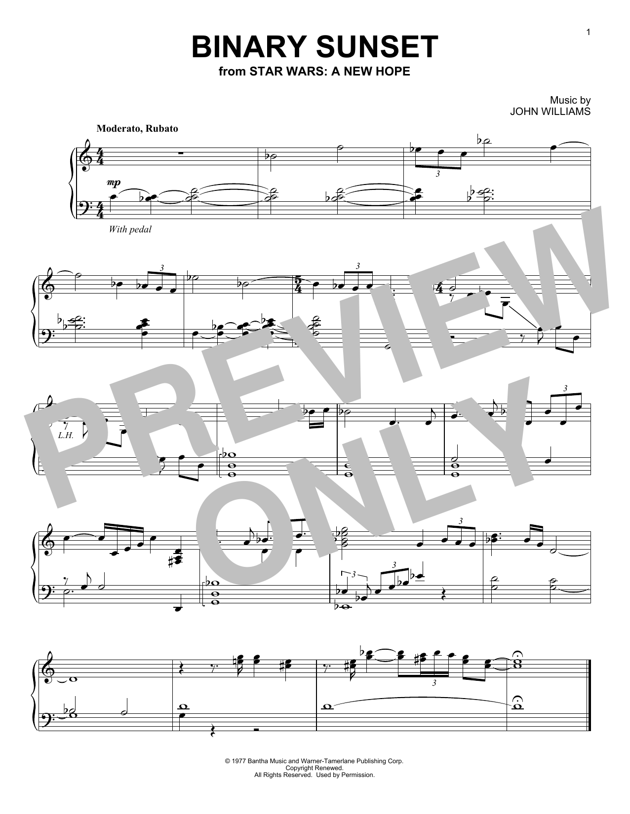 Download John Williams Binary Sunset (from Star Wars: A New Ho Sheet Music