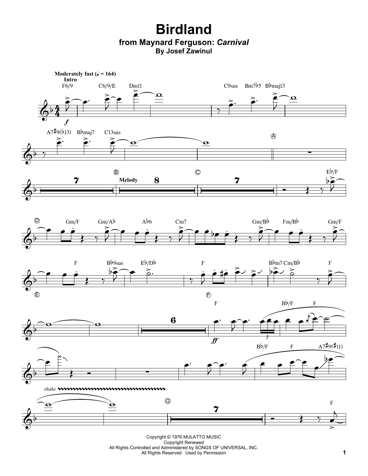 Download Maynard Ferguson Birdland Sheet Music