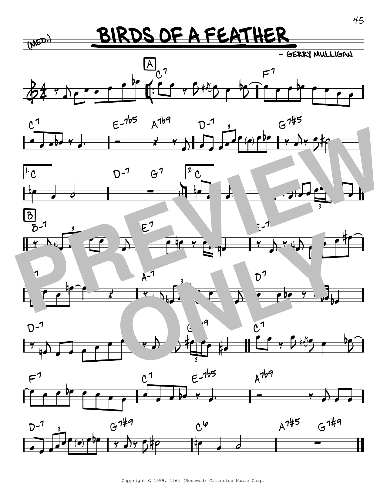 Download Gerry Mulligan Birds Of A Feather Sheet Music