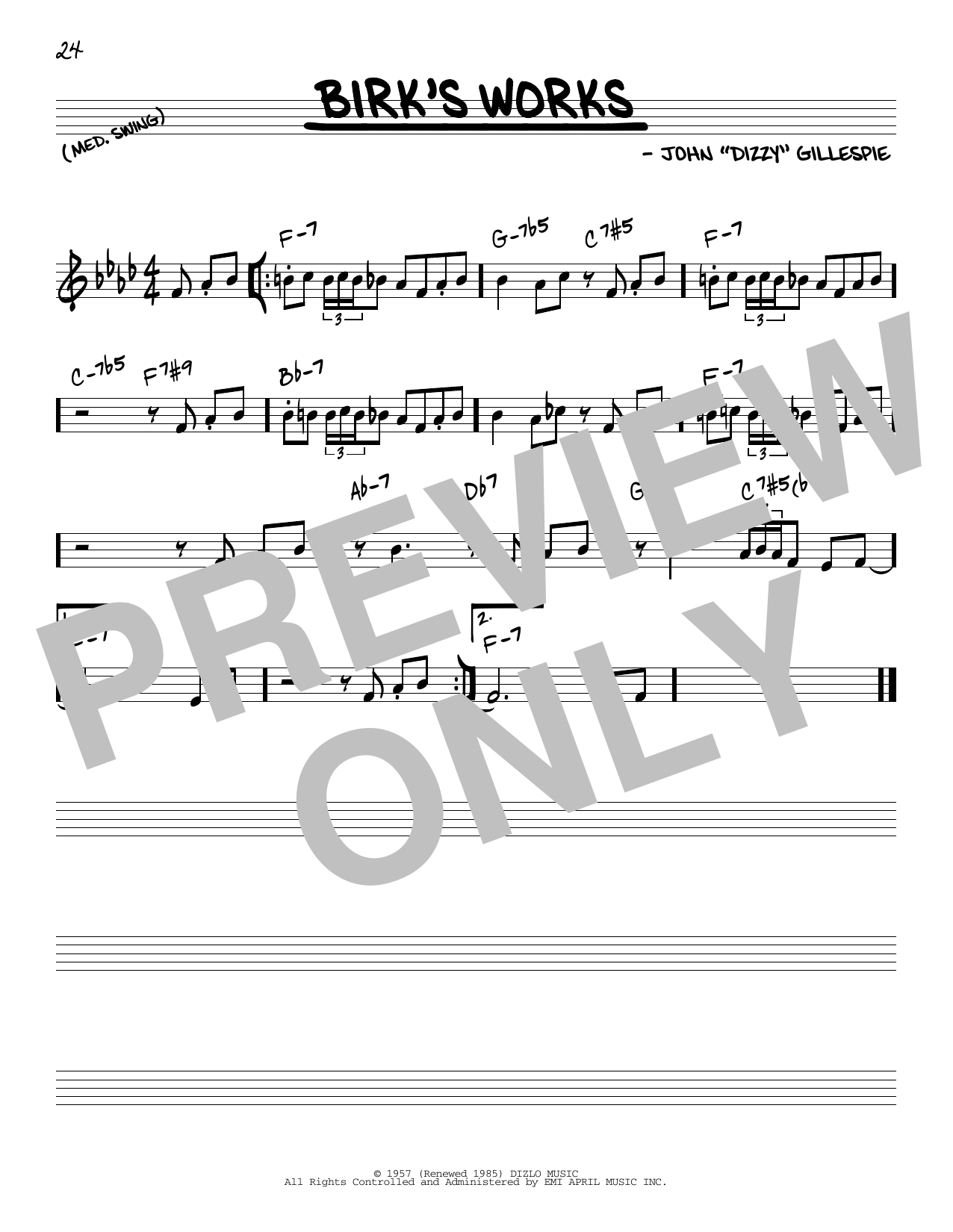 Download Dizzy Gillespie Birk's Works Sheet Music