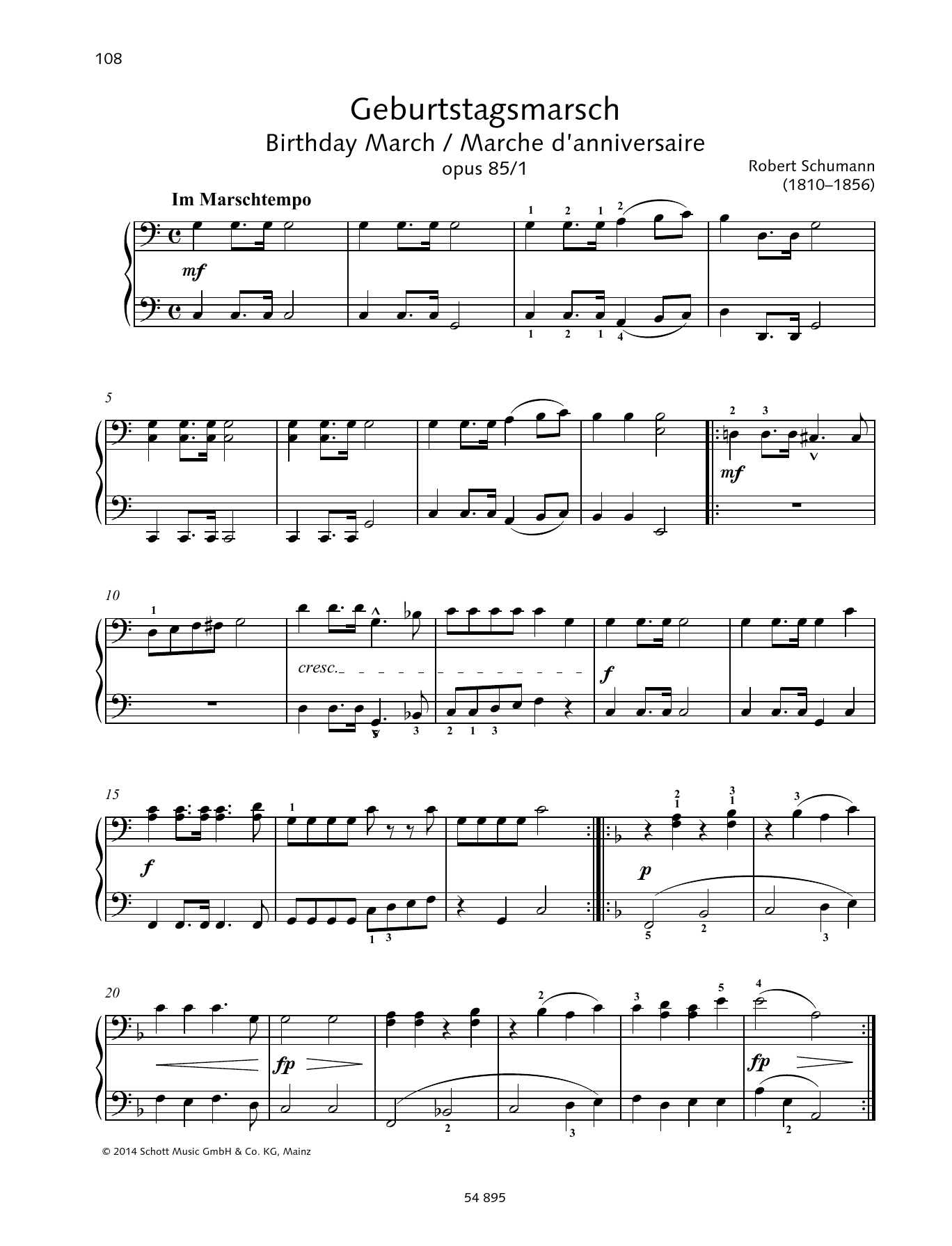 Download Robert Schumann Birthday March op. 85 No. 1 Sheet Music