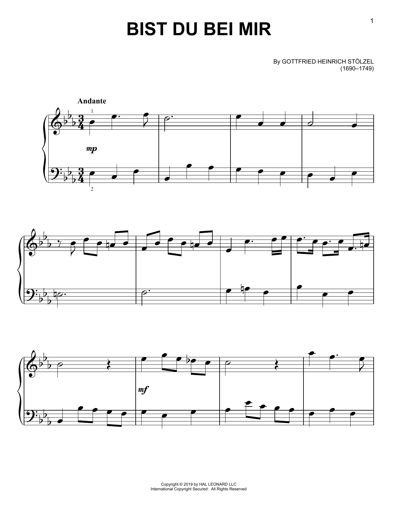 Download Gottfried Heinrich Stolzel Bist Du Bei Mir Sheet Music