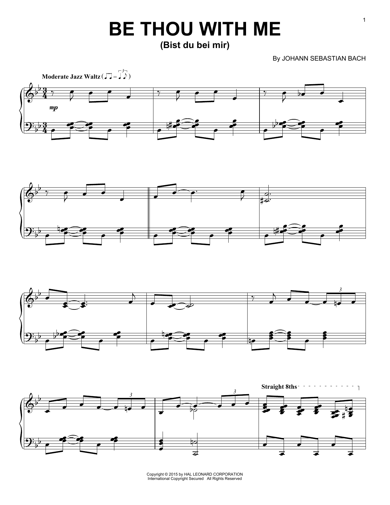 Download Johann Sebastian Bach Bist du bei mir (You Are With Me) [Jazz Sheet Music