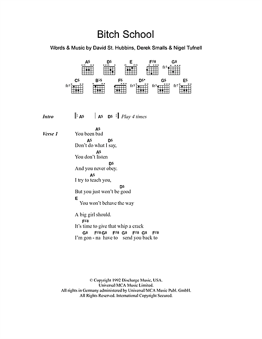 Download Spinal Tap Bitch School Sheet Music