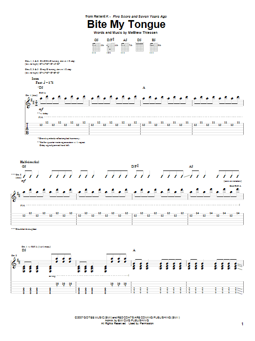 Download Relient K Bite My Tongue Sheet Music