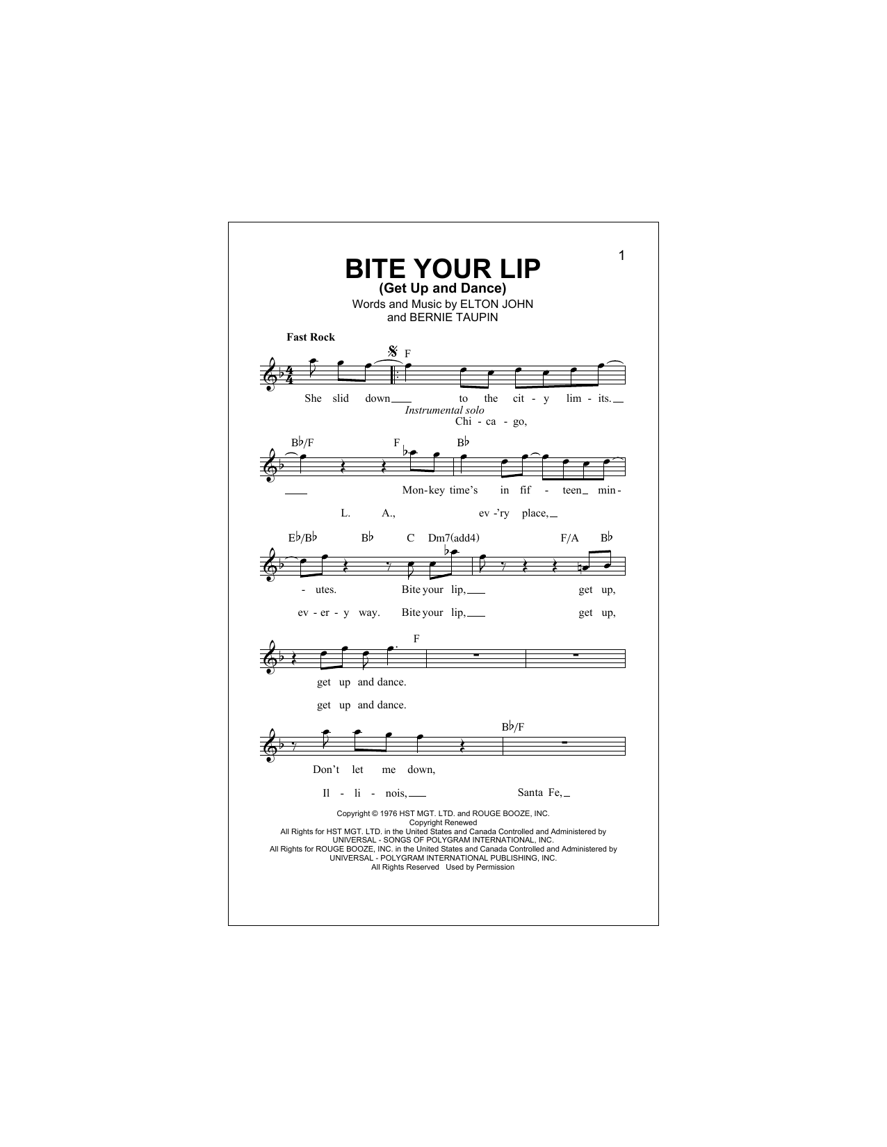 Download Elton John Bite Your Lip (Get Up And Dance) Sheet Music
