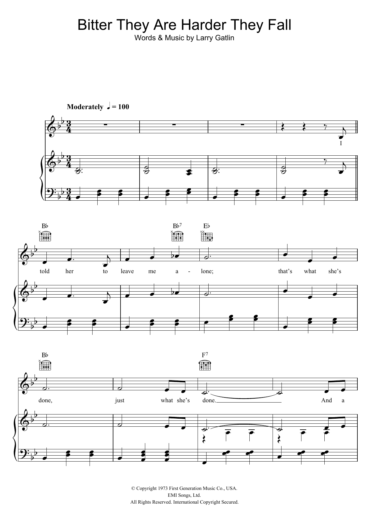 Download Elvis Presley Bitter They Are Harder They Fall Sheet Music
