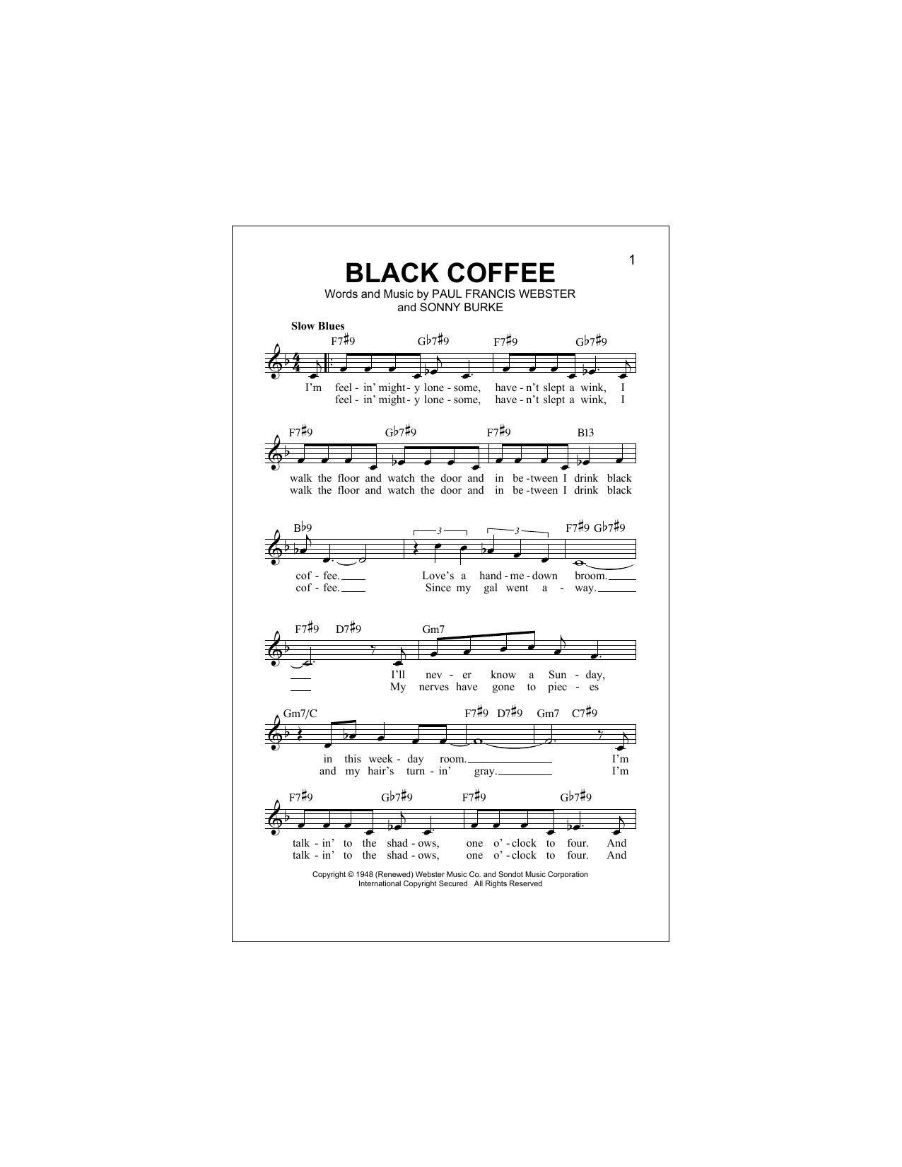 Download Sonny Burke Black Coffee Sheet Music