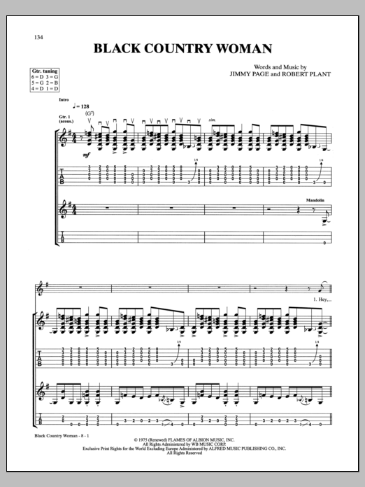 Download Led Zeppelin Black Country Woman Sheet Music