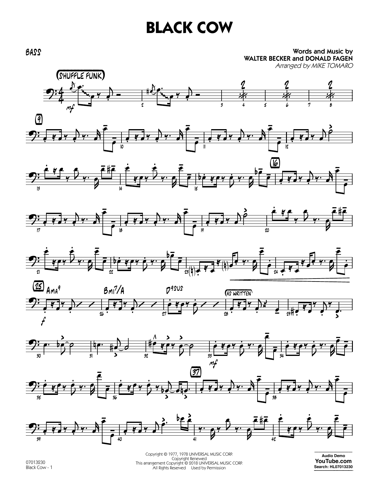 Download Steely Dan Black Cow (arr. Mike Tomaro) - Bass Sheet Music