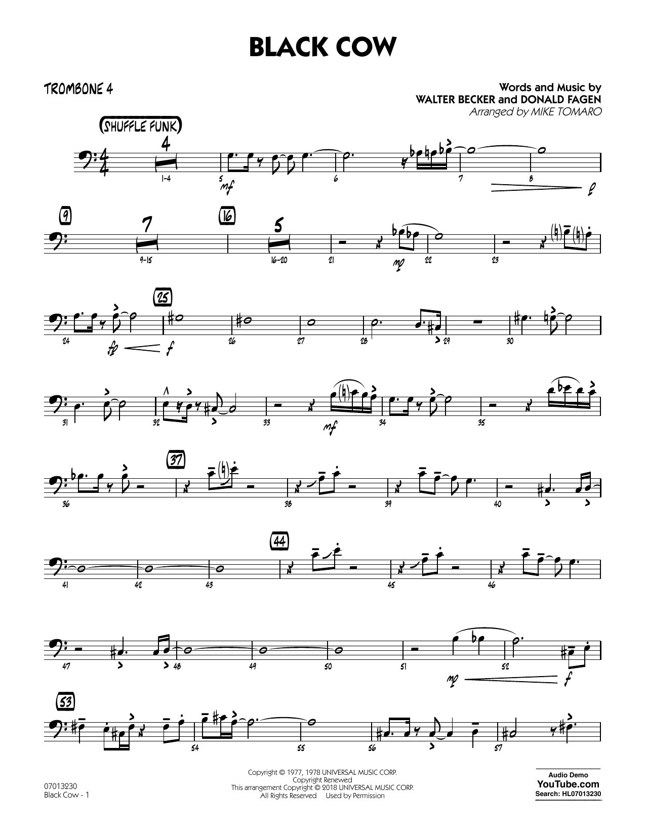 Download Steely Dan Black Cow (arr. Mike Tomaro) - Trombone Sheet Music