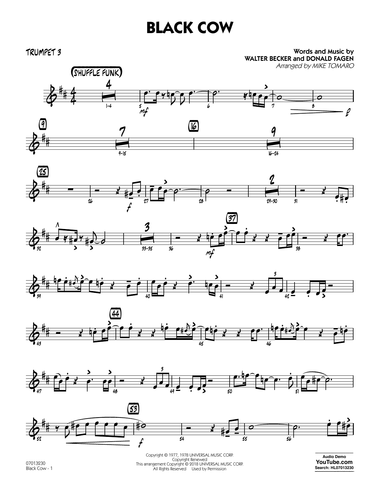 Download Steely Dan Black Cow (arr. Mike Tomaro) - Trumpet Sheet Music