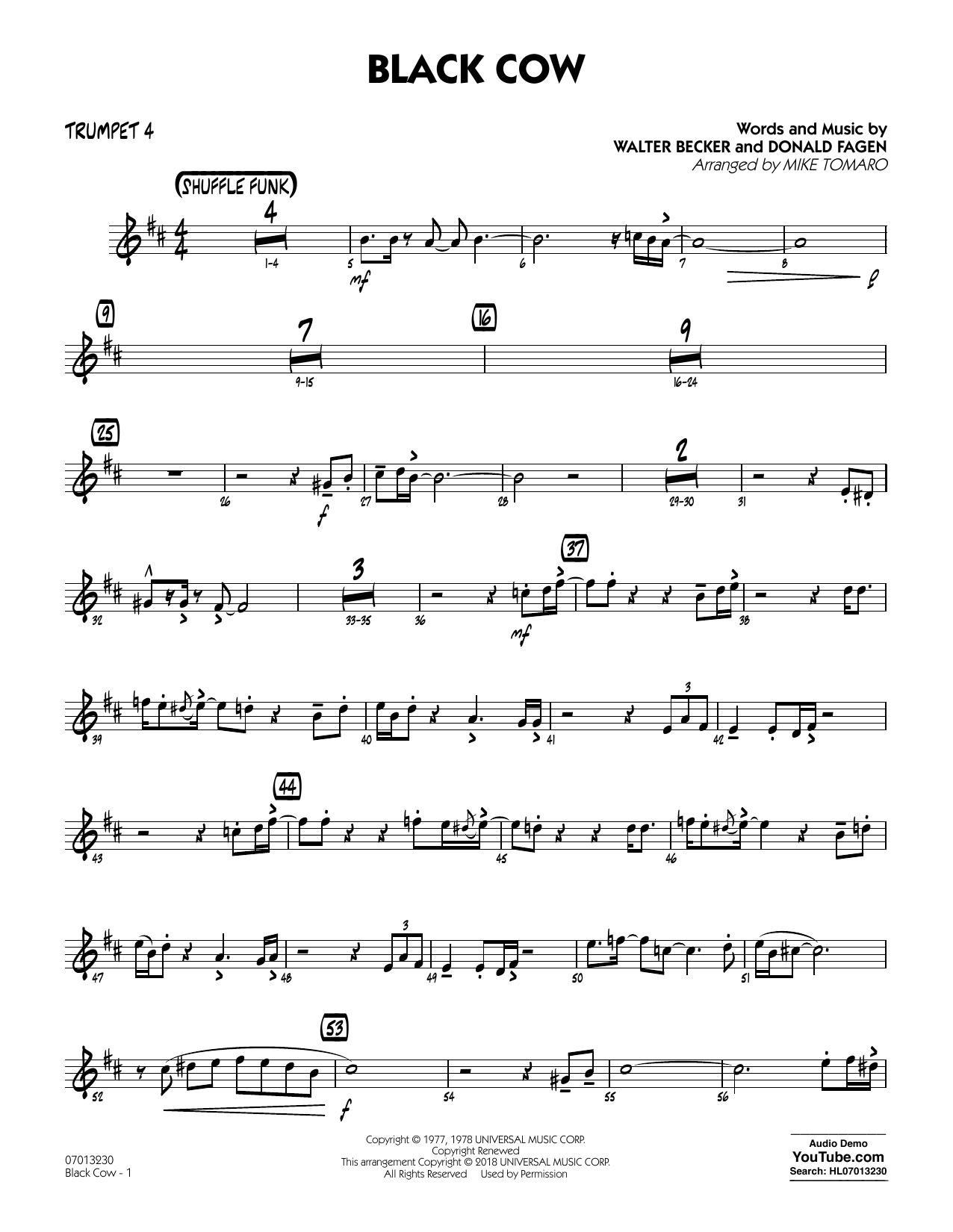 Download Steely Dan Black Cow (arr. Mike Tomaro) - Trumpet Sheet Music