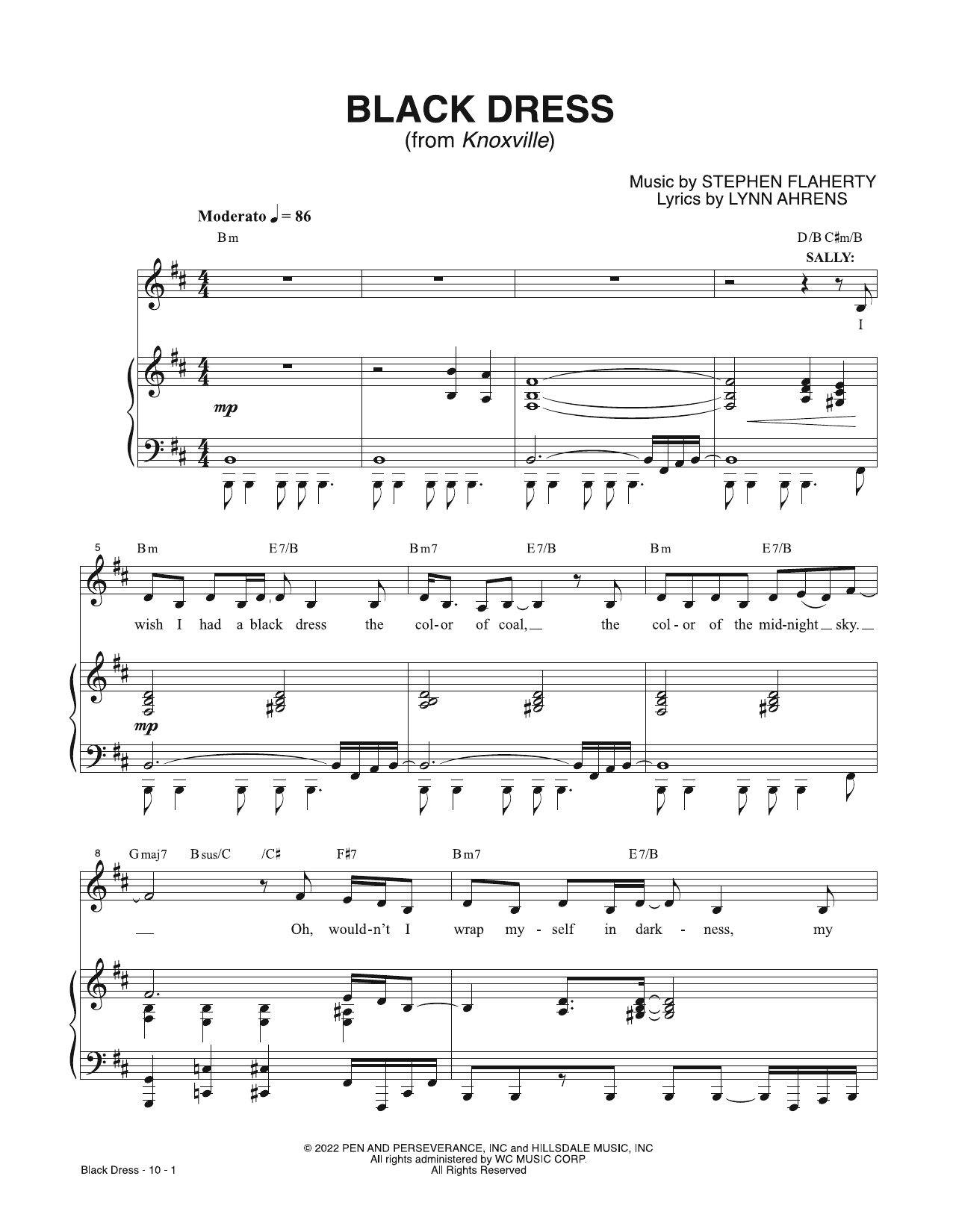 Lynn Ahrens & Stephen Flaherty Black Dress (from Knoxville) sheet music notes printable PDF score