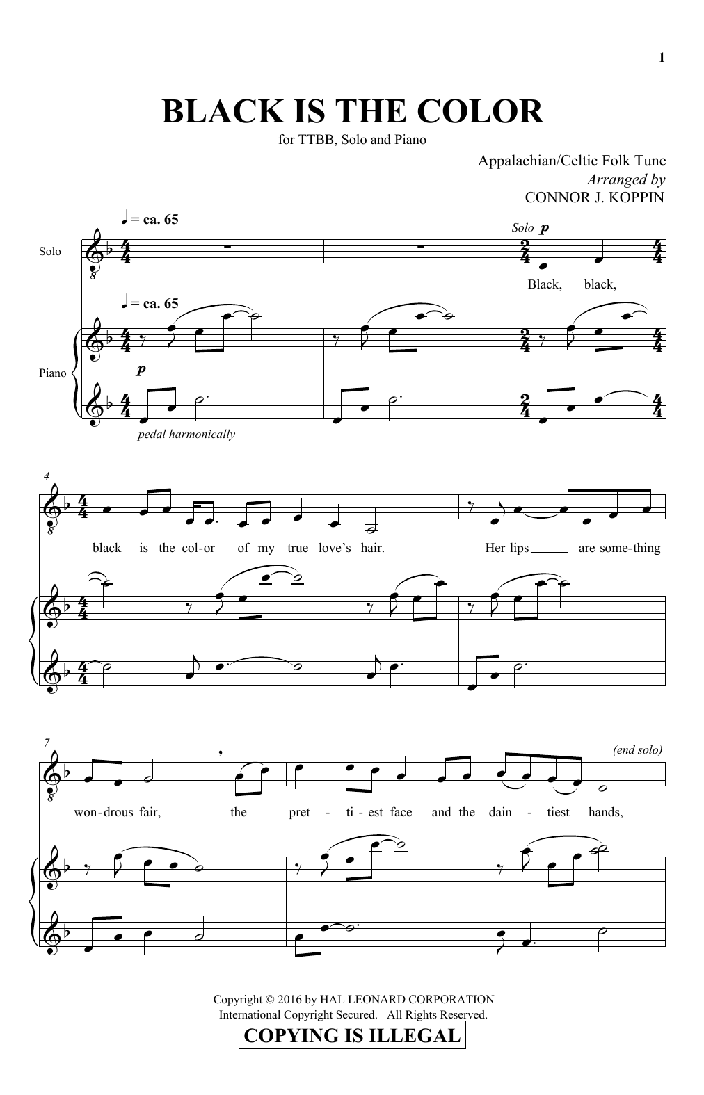 Download Traditional Folksong Black Is The Color (arr. Connor J. Kopp Sheet Music
