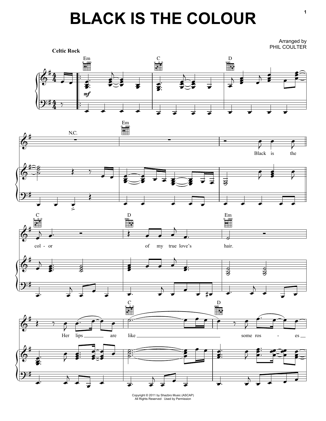 Download Celtic Thunder Black Is The Colour Sheet Music