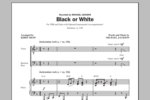 Download Michael Jackson Black Or White (arr. Kirby Shaw) Sheet Music