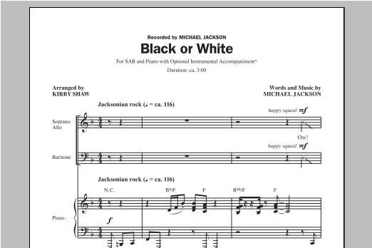 Download Michael Jackson Black Or White (arr. Kirby Shaw) Sheet Music