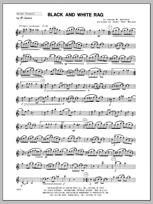 Download McLeod Black And White Rag - Clarinet 1 Sheet Music