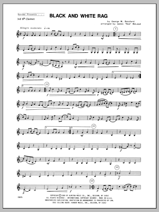 Download McLeod Black And White Rag - Clarinet 3 Sheet Music