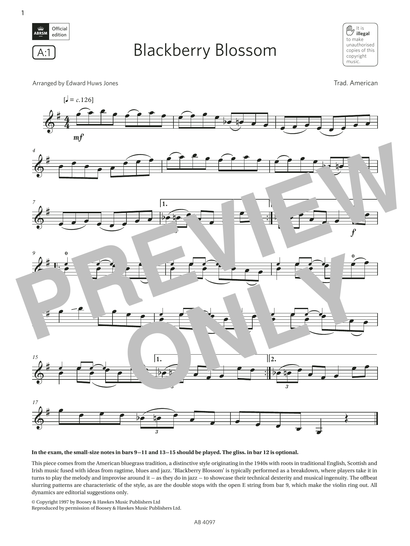 Download Trad. American Blackberry Blossom (Grade 3, A1, from t Sheet Music