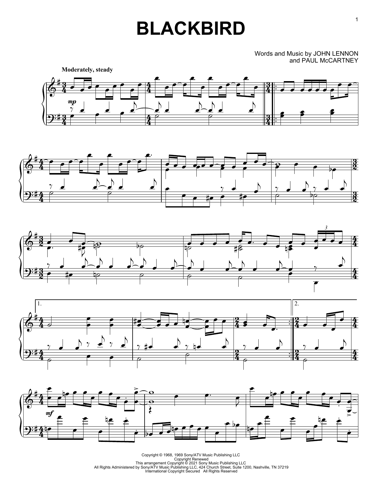Download The Beatles Blackbird [Classical version] Sheet Music