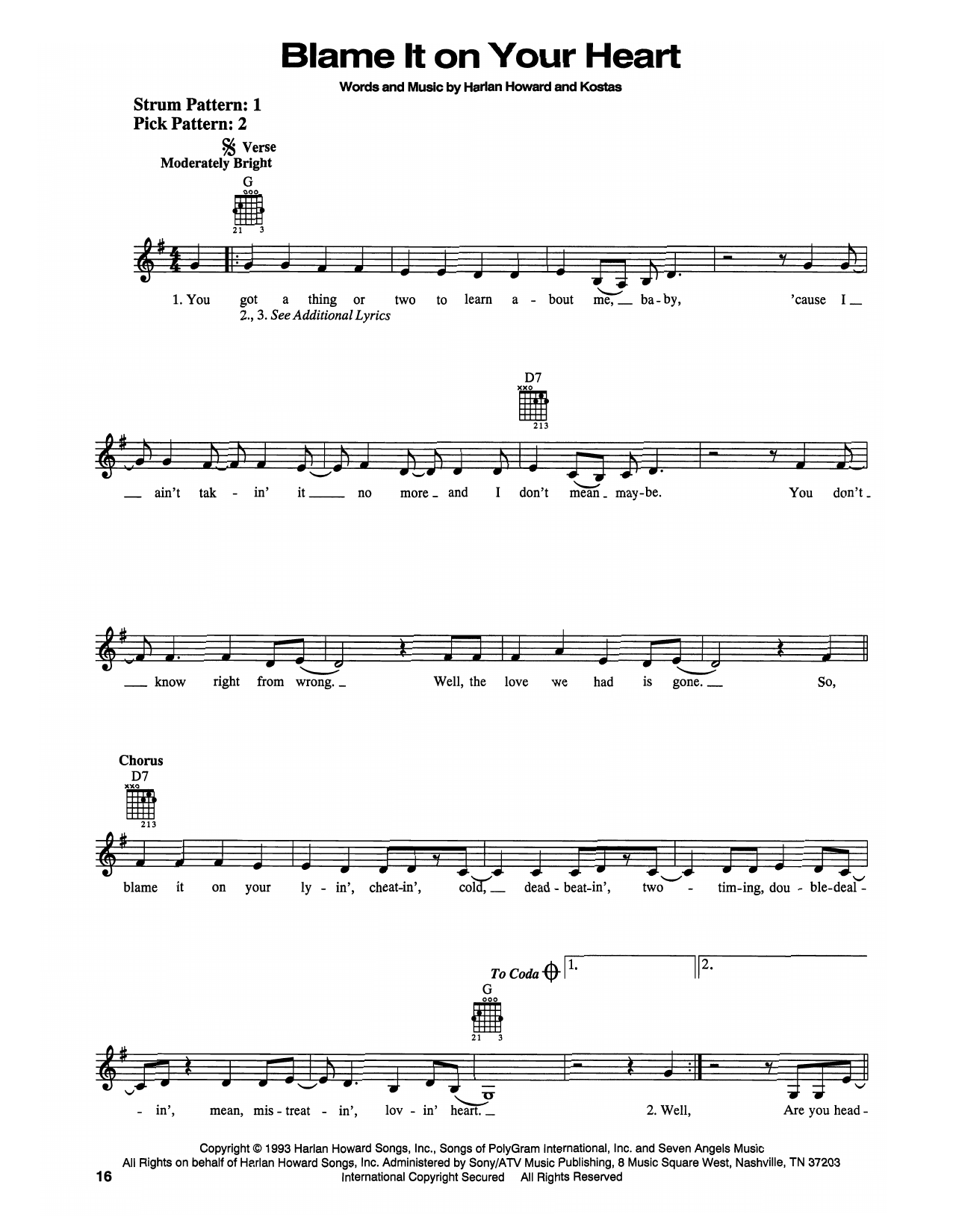 Patty Loveless Blame It On Your Heart sheet music notes printable PDF score