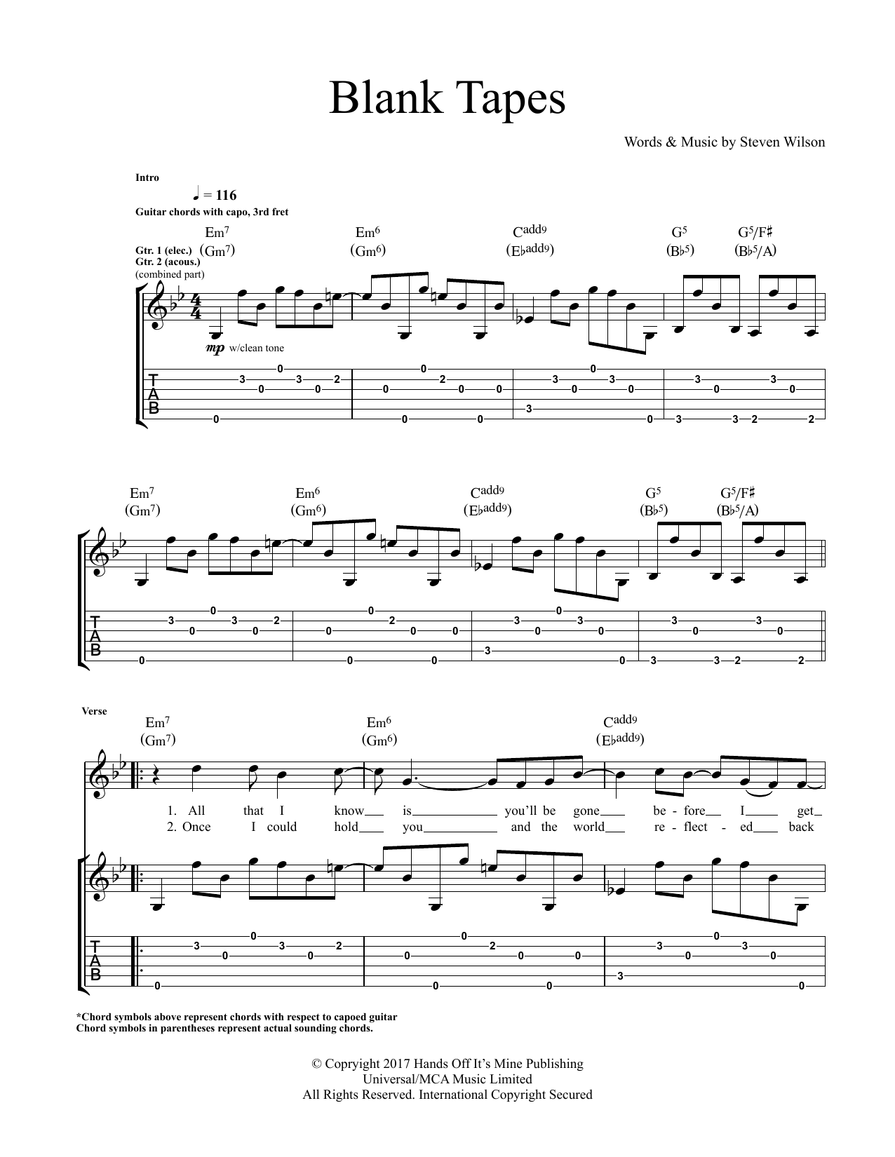 Download Steven Wilson Blank Tapes Sheet Music