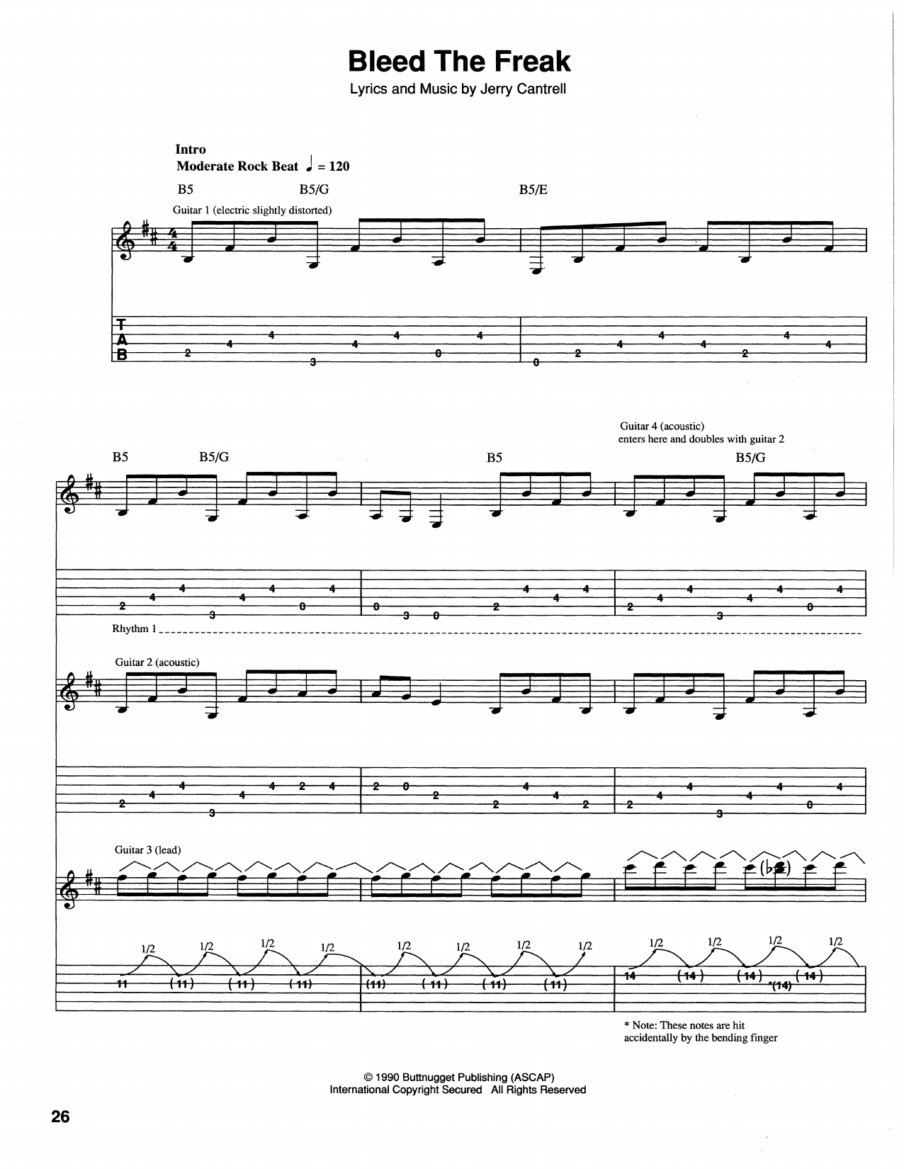 Download Alice In Chains Bleed The Freak Sheet Music