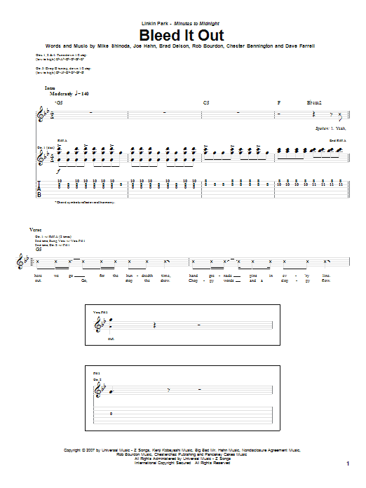 Download Linkin Park Bleed It Out Sheet Music