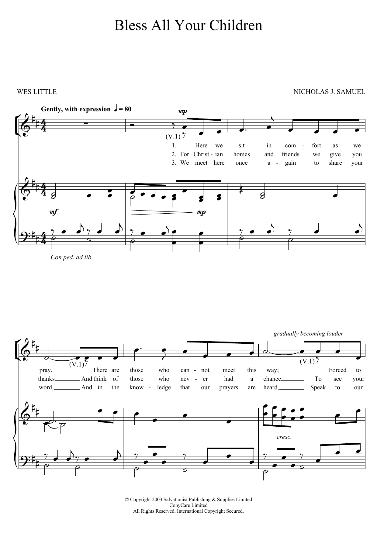 Download The Salvation Army Bless All Your Children Sheet Music
