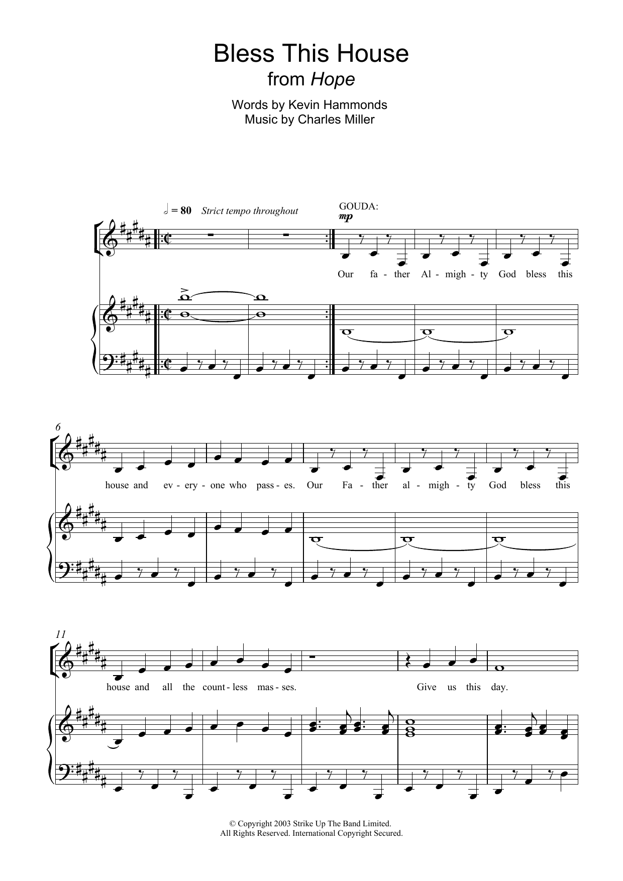 Download Charles Miller & Kevin Hammonds Bless This House (From Hope) Sheet Music